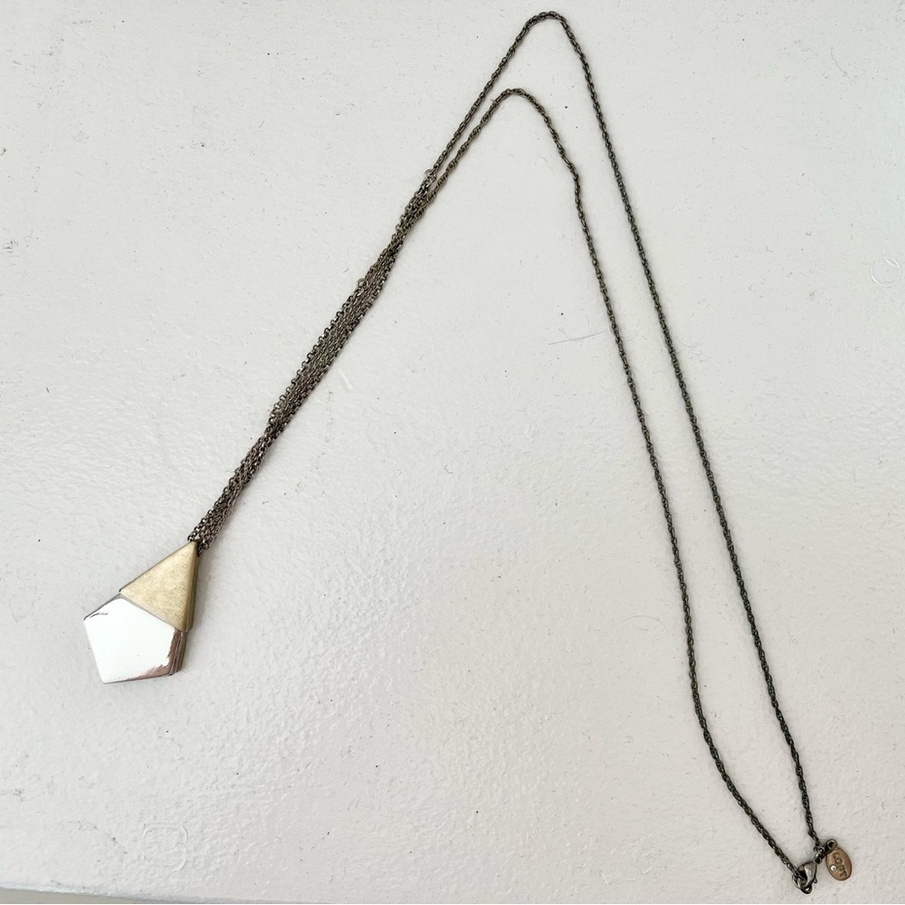 🎁FREE GIFT WITH PURCHASE Gold and Silver Tone Geo Pendant Necklace LOFT